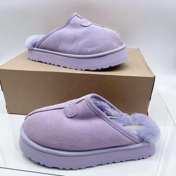 UGG Disquette Genuine Shearling Platform Fur Slide Slipper Sage Blossom Wms US 7 - Picture 3 of 13